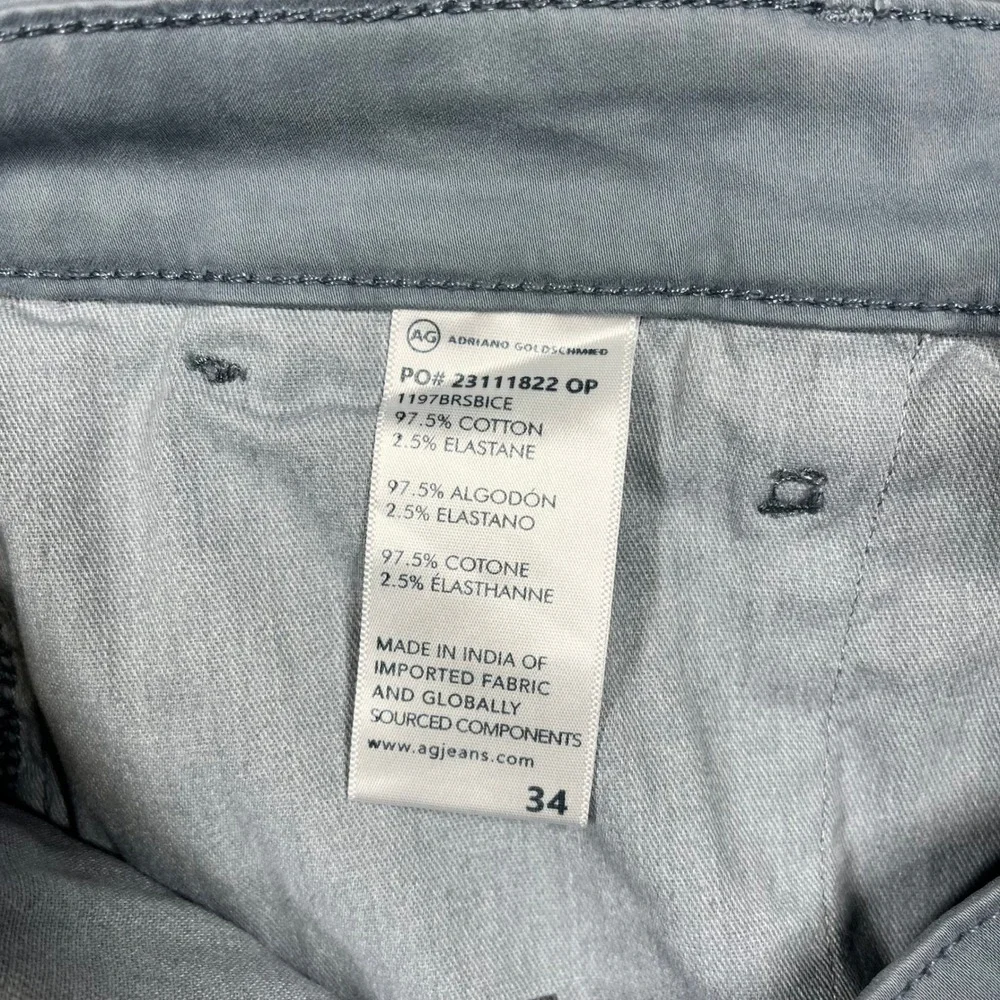 AG Adriano Goldschmied Wanderer Shorts Mens 34 Light Blue Grey Stretch Chino